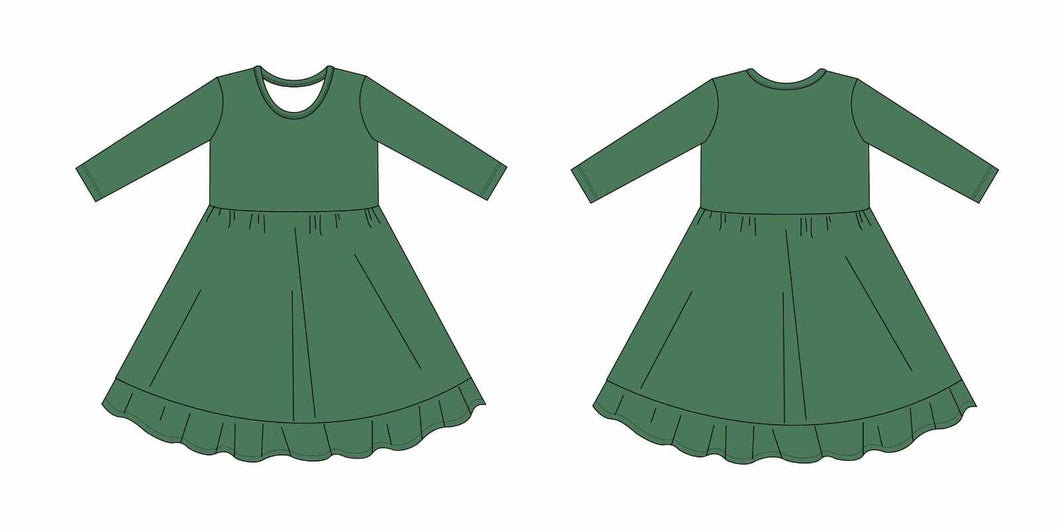 Solid Green Girls Dress