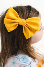 Load image into Gallery viewer, Weather Warriors Yellow Bamboo Alligator Clip Bows
