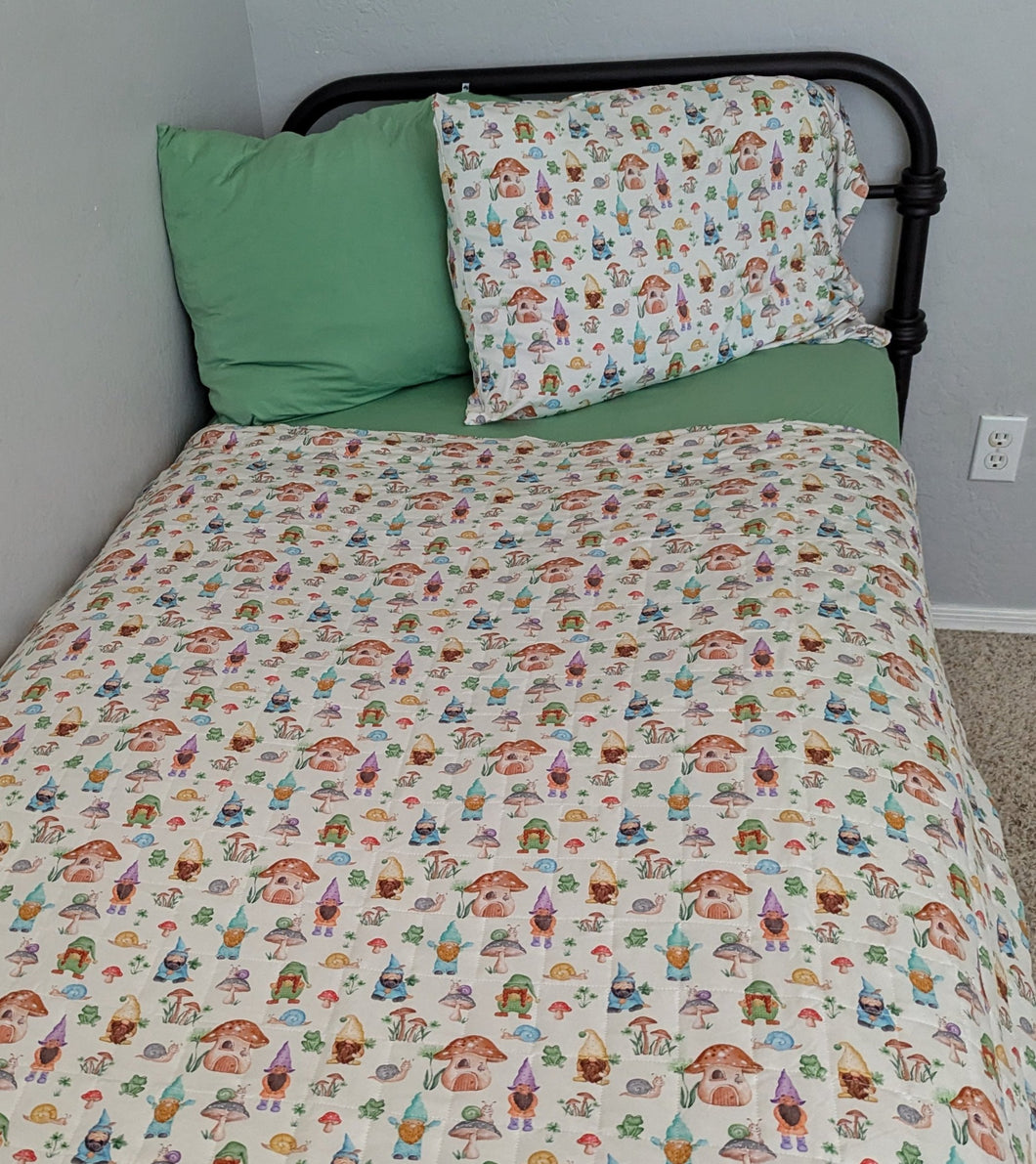 Garden Gnomes Adult Quilted Blanket