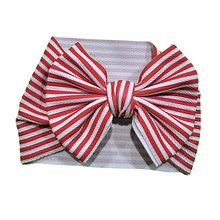 Load image into Gallery viewer, White/Red stripes Big Bow Headband
